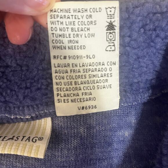 St. John’s Bay blue button up jacket with white snowflakes and reindeer - Picture 5 of 7